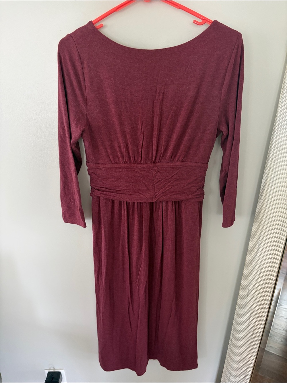 Maeve Long-Sleeve Wrap Midi Dress in Burgundy